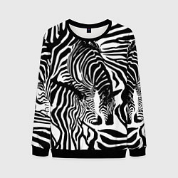 Свитшот мужской Полосатая зебра, цвет: 3D-черный