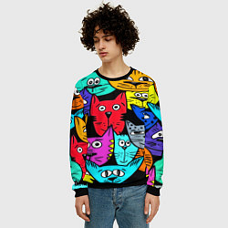 Свитшот мужской Кошачьи мордочки, цвет: 3D-черный — фото 2
