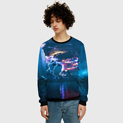 Свитшот мужской Извержение вулкана, цвет: 3D-черный — фото 2