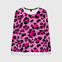 Свитшот мужской Розовый леопард, цвет: 3D-белый