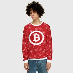 Свитшот мужской Bitcoin: New Year, цвет: 3D-белый — фото 2