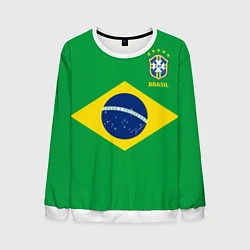 Свитшот мужской Сборная Бразилии: зеленая, цвет: 3D-белый
