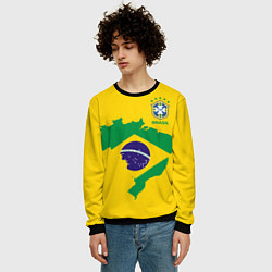 Свитшот мужской Сборная Бразилии: желтая, цвет: 3D-черный — фото 2