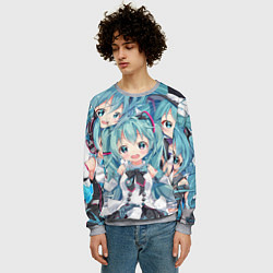 Свитшот мужской Hatsune Miku, цвет: 3D-меланж — фото 2