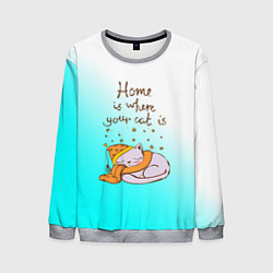 Свитшот мужской Home is where your cat is, цвет: 3D-меланж