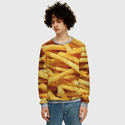 Свитшот мужской Картофель фри, цвет: 3D-меланж — фото 2