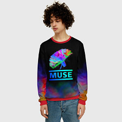 Свитшот мужской Muse: Neon Flower, цвет: 3D-красный — фото 2