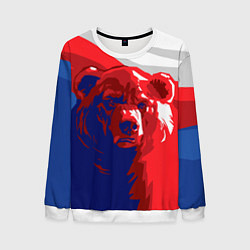 Свитшот мужской Российский медведь, цвет: 3D-белый