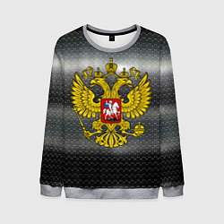 Свитшот мужской Герб России на металлическом фоне, цвет: 3D-меланж