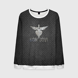Свитшот мужской Bon Jovi: Metallic Style, цвет: 3D-белый