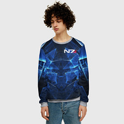 Свитшот мужской Mass Effect: Blue Armor N7, цвет: 3D-меланж — фото 2