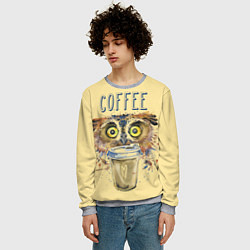 Свитшот мужской Owls like coffee, цвет: 3D-меланж — фото 2