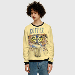 Свитшот мужской Owls like coffee, цвет: 3D-черный — фото 2