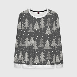Свитшот мужской Grey Christmas Trees, цвет: 3D-белый