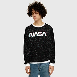 Свитшот мужской NASA: Space Glitch, цвет: 3D-белый — фото 2