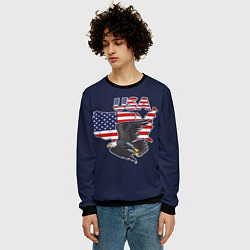 Свитшот мужской USA - flag and eagle, цвет: 3D-черный — фото 2