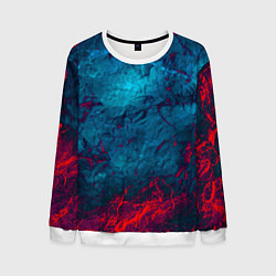 Свитшот мужской Blue and Red abstract, цвет: 3D-белый