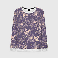 Свитшот мужской Узоры Цветы, цвет: 3D-белый