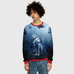 Свитшот мужской Волки в тёмном лесу, цвет: 3D-красный — фото 2