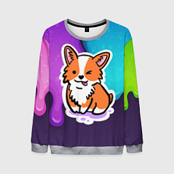 Свитшот мужской Милый корги, цвет: 3D-меланж