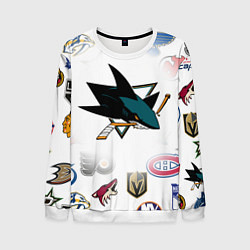 Свитшот мужской San Jose Sharks NHL teams pattern, цвет: 3D-белый
