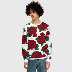 Свитшот мужской Винтажные розы, цвет: 3D-белый — фото 2