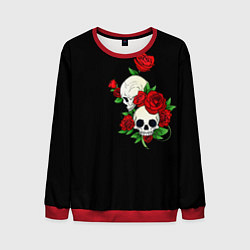 Свитшот мужской Roses Skulls, цвет: 3D-красный