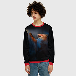 Свитшот мужской Лиса и огонек, цвет: 3D-красный — фото 2
