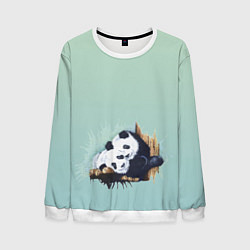 Свитшот мужской Акварельные панды, цвет: 3D-белый