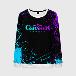 Свитшот мужской GENSHIN IMPACT NEON LOGO, цвет: 3D-белый