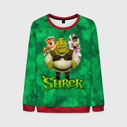 Свитшот мужской Шрек, Осел, Пиннокио и свин, цвет: 3D-красный