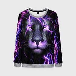 Свитшот мужской НЕОНОВЫЙ ЛЕВ NEON LION, цвет: 3D-меланж