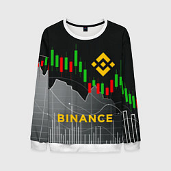 Свитшот мужской BINANCE БИНАНС ГРАФИК, цвет: 3D-белый