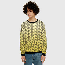 Свитшот мужской Рисованный узор усы червячки, цвет: 3D-черный — фото 2