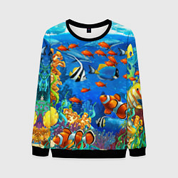 Свитшот мужской Коралловые рыбки, цвет: 3D-черный