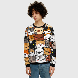 Свитшот мужской Коты и котики, цвет: 3D-черный — фото 2