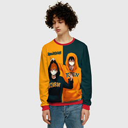 Свитшот мужской Хината и Кагеяма из Карасуно, цвет: 3D-красный — фото 2