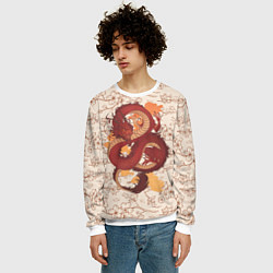 Свитшот мужской Китайский Дракон и Сакура, цвет: 3D-белый — фото 2