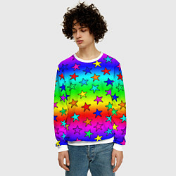 Свитшот мужской Радужные звезды, цвет: 3D-белый — фото 2