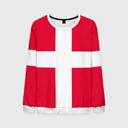 Свитшот мужской Дания Флаг Дании, цвет: 3D-белый