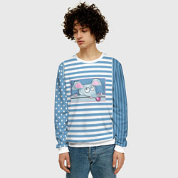 Свитшот мужской Веселая Мышь, цвет: 3D-белый — фото 2