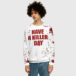 Свитшот мужской Blood have a killer day Dexter, цвет: 3D-белый — фото 2