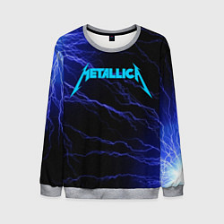 Свитшот мужской METALLICA BLUE FLASH МЕТАЛЛИКА СИНИЕ МОЛНИИ, цвет: 3D-меланж