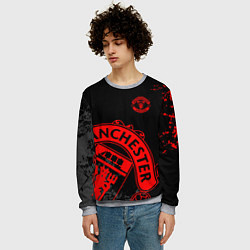 Свитшот мужской МАНЧЕСТЕР ЮНАЙТЕД КРАСНЫЙ ЛОГО, цвет: 3D-меланж — фото 2