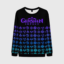 Свитшот мужской GENSHIN IMPACT ЭМБЛЕМЫ NEON, цвет: 3D-черный
