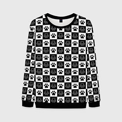 Мужской свитшот Следы на Шахматном Фоне