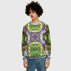 Свитшот мужской Коллекция Фрактальная мозаика Фиолетово-зеленый, цвет: 3D-меланж — фото 2