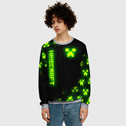 Свитшот мужской MINECRAFT NEON LOGO CREEPER, цвет: 3D-меланж — фото 2