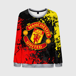 Свитшот мужской MANCHESTER UNITED, БРЫЗГИ КРАСОК, цвет: 3D-меланж