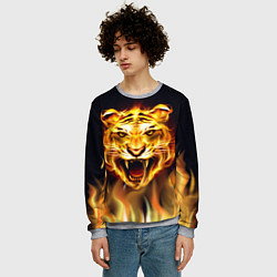 Свитшот мужской Тигр В Пламени, цвет: 3D-меланж — фото 2